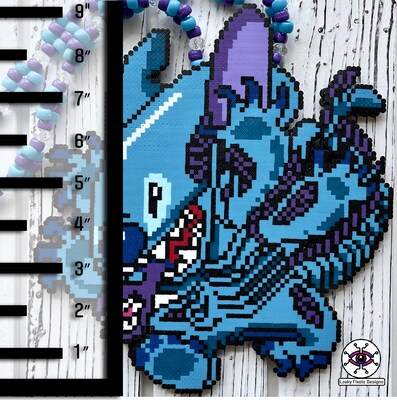 Blue Monster Alien Perler Necklace - image5
